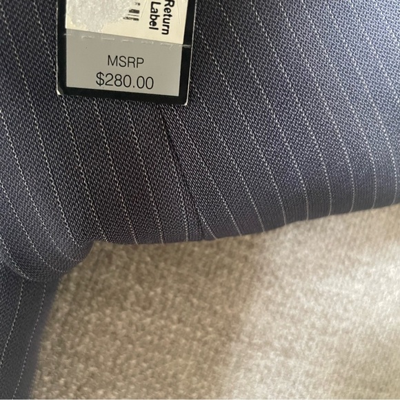 NWT Tahari Steel Grey White Pinstripe 3/4 Sleeve 3 Button Lined Blazer Jacket - Picture 7 of 11